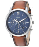 Buy Shop Fossil Neutra Chronograph Blue Dial Brown Leather Strap Watch for Men - FS5453 USA Online
