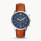 Buy Shop Fossil Neutra Chronograph Blue Dial Brown Leather Strap Watch for Men - FS5453 USA Online
