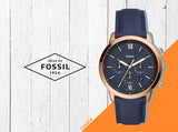 Buy Shop Fossil Neutra Chronograph Blue Dial Blue Leather Strap Watch for Men - FS5454 USA Online