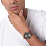 Buy Shop Fossil The Minimalist 3H Grey Dial Brown Leather Strap Watch for Men - FS5479 USA Online