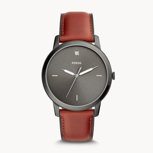Buy Shop Fossil The Minimalist 3H Grey Dial Brown Leather Strap Watch for Men - FS5479 USA Online