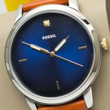Buy Shop Fossil The Minimalist 3H Blue Dial Brown Leather Strap Watch for Men - FS5499 USA Online