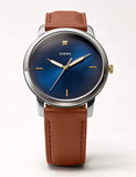 Buy Shop Fossil The Minimalist 3H Blue Dial Brown Leather Strap Watch for Men - FS5499 USA Online