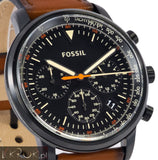 Buy Shop Fossil Goodwin Luggage Chronograph Black Dial Brown Leather Strap Watch for Men - FS5501 USA Online