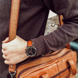 Buy Shop Fossil Goodwin Luggage Chronograph Black Dial Brown Leather Strap Watch for Men - FS5501 USA Online
