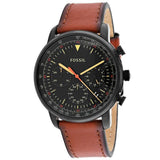 Buy Shop Fossil Goodwin Luggage Chronograph Black Dial Brown Leather Strap Watch for Men - FS5501 USA Online