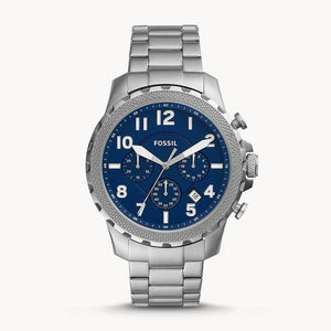 Buy Shop Fossil Bowman Chronograph Blue Dial Silver Steel Strap Watch for Men - FS5604 USA Online