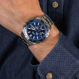 Buy Shop Fossil Garrett Chronograph Blue Dial Silver Steel Strap Watch for Men - FS5623 USA Online