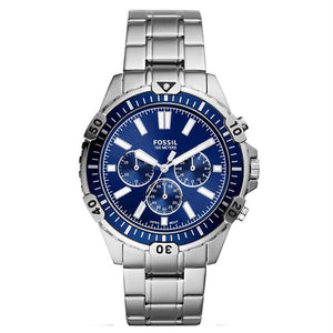 Buy Shop Fossil Garrett Chronograph Blue Dial Silver Steel Strap Watch for Men - FS5623 USA Online