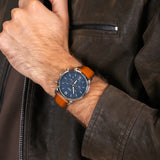 Buy Shop Fossil The Commuter Blue Dial Brown Leather Strap Watch for Men - FS5401 USA Online