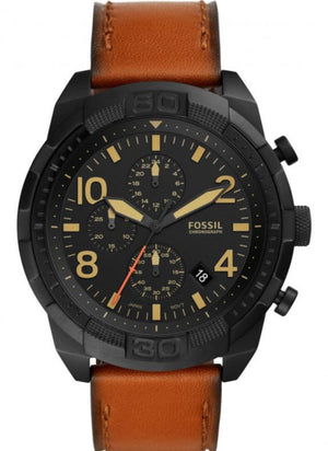 Buy Shop Fossil Bronson Black Dial Brown Leather Strap Watch for Men - FS5714 USA Online