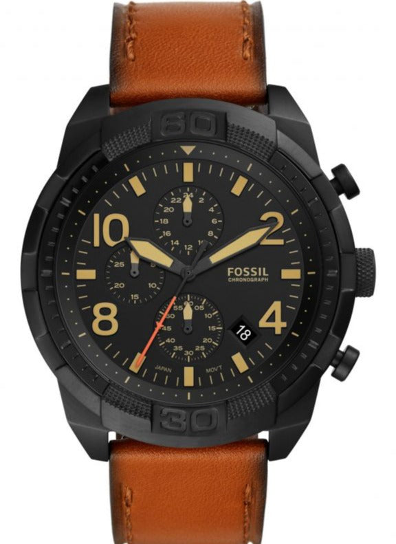 Buy Shop Fossil Bronson Black Dial Brown Leather Strap Watch for Men - FS5714 USA Online