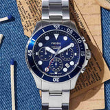 Buy Shop Fossil FB-03 Chronograph Blue Dial Silver Steel Strap Watch for Men - FS5724 USA Online