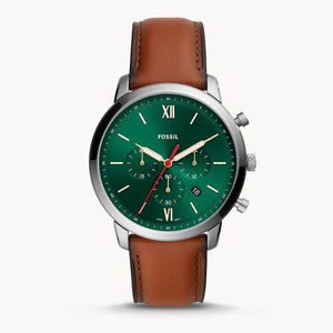 Buy Shop Fossil Neutra Chronograph Green Dial Brown Leather Strap Watch for Men - FS5735 USA Online