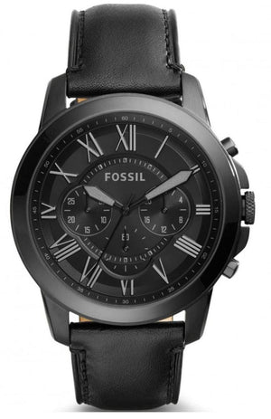 Buy Shop Fossil Grant Chronograph Black Dial Black Leather Strap Watch for Men - FS5132 USA Online