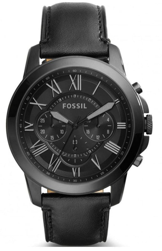 Buy Shop Fossil Grant Chronograph Black Dial Black Leather Strap Watch for Men - FS5132 USA Online