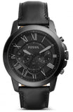 Buy Shop Fossil Grant Chronograph Black Dial Black Leather Strap Watch for Men - FS5132 USA Online