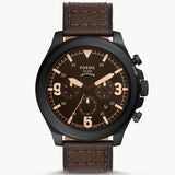 Buy Shop Fossil Nate Chronograph Brown Dial Brown Leather Strap Watch for Men - JR1511 USA Online