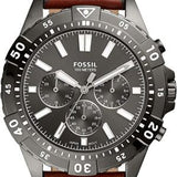 Buy Shop Fossil Garrett Chronograph Grey Dial Brown Leather Strap Watch for Men - FS5770 USA Online