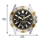 Buy Shop Fossil Garrett Analog Black Dial Two Tone Steel Strap Watch for Men - FS5771 USA Online
