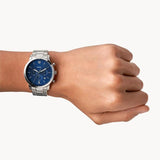 Buy Shop Fossil Forrester Chronograph Blue Dial Silver Steel Strap Watch for Men - FS5605 USA Online