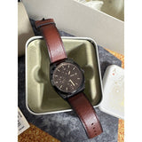 Buy Shop Fossil Everett Chronograph Black Dial Brown Leather Strap Watch for Men - FS5798 USA Online
