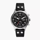 Buy Shop Fossil Retro Pilot Chronograph Black Dial Black Leather Strap Watch for Men - FS5806 USA Online