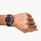 Buy Shop Fossil Retro Pilot Chronograph Black Dial Black Leather Strap Watch for Men - FS5806 USA Online