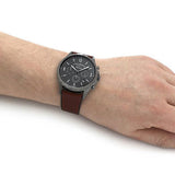 Buy Shop Fossil Forrester Chronograph Grey Dial Brown Leather Strap Watch for Men - FS5815 USA Online