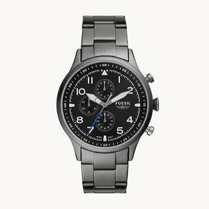 Buy Shop Fossil Retro Pilot Chronograph Black Dial Grey Steel Strap Watch for Men - FS5834 USA Online