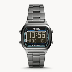 Buy Shop Fossil Retro Digital Black Dial Black Steel Strap Watch for Men - FS5846 USA Online