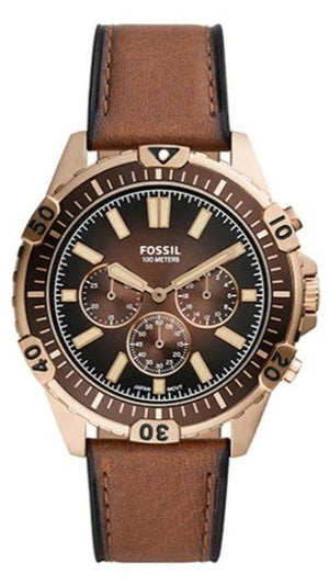 Buy Shop Fossil Garrett Chronograph Brown Dial Brown Leather Strap Watch for Men - FS5867 USA Online