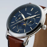 Buy Shop Fossil Neutra Minimalist Moonphase Blue Dial Brown Leather Strap Watch for Men - FS5903 USA Online