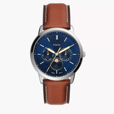 Buy Shop Fossil Neutra Minimalist Moonphase Blue Dial Brown Leather Strap Watch for Men - FS5903 USA Online