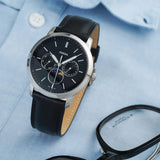 Buy Shop Fossil Neutra Minimalist Moonphase Black Dial Black Leather Strap Watch for Men - FS5904 USA Online