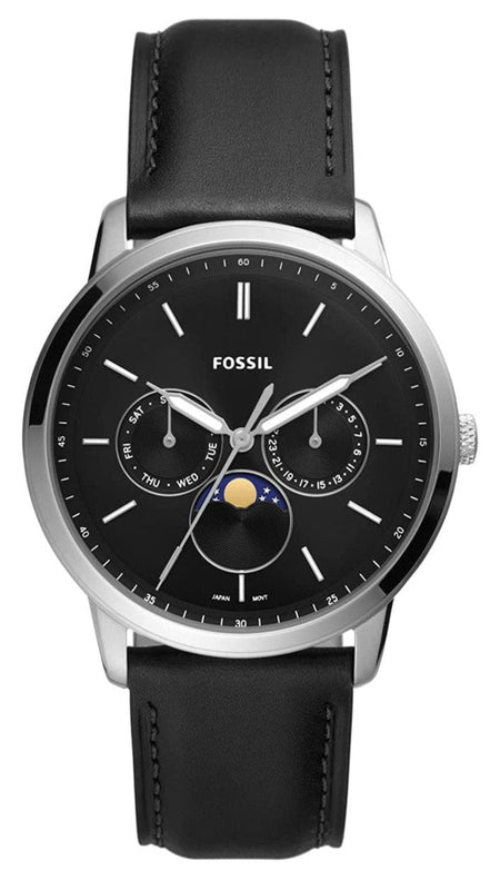 Buy Shop Fossil Neutra Minimalist Moonphase Black Dial Black Leather Strap Watch for Men - FS5904 USA Online