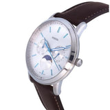 Buy Shop Fossil Neutra Minimalist Moonphase Silver Dial Brown Leather Strap Watch for Men - FS5905 USA Online