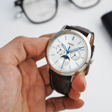 Buy Shop Fossil Neutra Minimalist Moonphase Silver Dial Brown Leather Strap Watch for Men - FS5905 USA Online