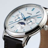 Buy Shop Fossil Neutra Minimalist Moonphase Silver Dial Brown Leather Strap Watch for Men - FS5905 USA Online