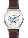 Buy Shop Fossil Neutra Minimalist Moonphase Silver Dial Brown Leather Strap Watch for Men - FS5905 USA Online