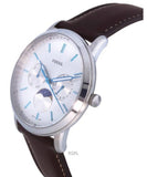 Buy Shop Fossil Neutra Minimalist Moonphase Silver Dial Brown Leather Strap Watch for Men - FS5905 USA Online