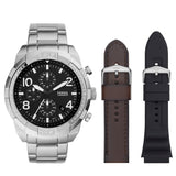 Buy Shop Fossil Bronson Chronograph Black Dial Silver Steel Strap Watch for Men - FS5710 USA Online