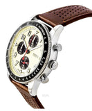 Buy Shop Fossil Sport Tourer Chronograph White Dial Brown Leather Strap Watch for Men - FS6042 USA Online