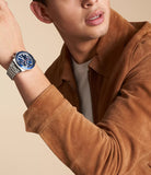 Buy Shop Fossil Sport Tourer Chronograph Blue Dial Silver Steel Strap Watch for Men - FS6047 USA Online