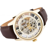 Buy Shop Fossil Townsman Automatic Skeleton Gold Dial Brown Leather Strap Watch for Men - ME3043 USA Online