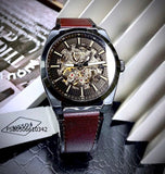 Buy Shop Fossil Everett Automatic Analog Black Dial Brown Leather Strap Watch for Men - ME3207 USA Online