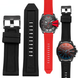 Buy Shop Diesel Mega Chief Chronograph Black Dial Red Silicone Strap Watch For Men - DZ4427 USA Online