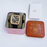 Buy Shop Fossil Inscription Automatic Skeleton Rose Gold Dial Black Leather Strap Watch for Men - BQ2572 USA Online