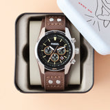 Buy Shop Fossil Coachman Chronograph Black Dial Brown Leather Strap Watch for Men - CH2891 USA Online