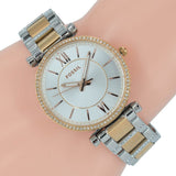 Buy Shop Fossil Carlie Silver Dial Two Tone Steel Strap Watch for Women - ES4342 USA Online